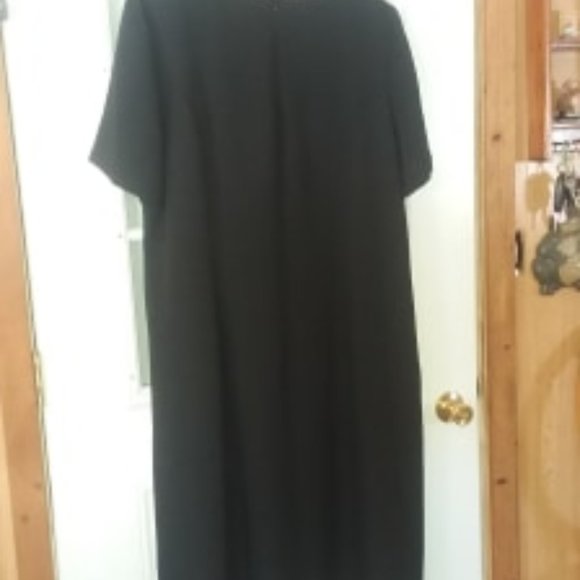 Sz 30W Plus Main St. Classics Black SS Poly Dress - Picture 4 of 8